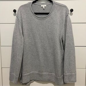 Ella Moss Women’s Light Gray Crew Neck Ribbed Knit Sweater, Size: XXL